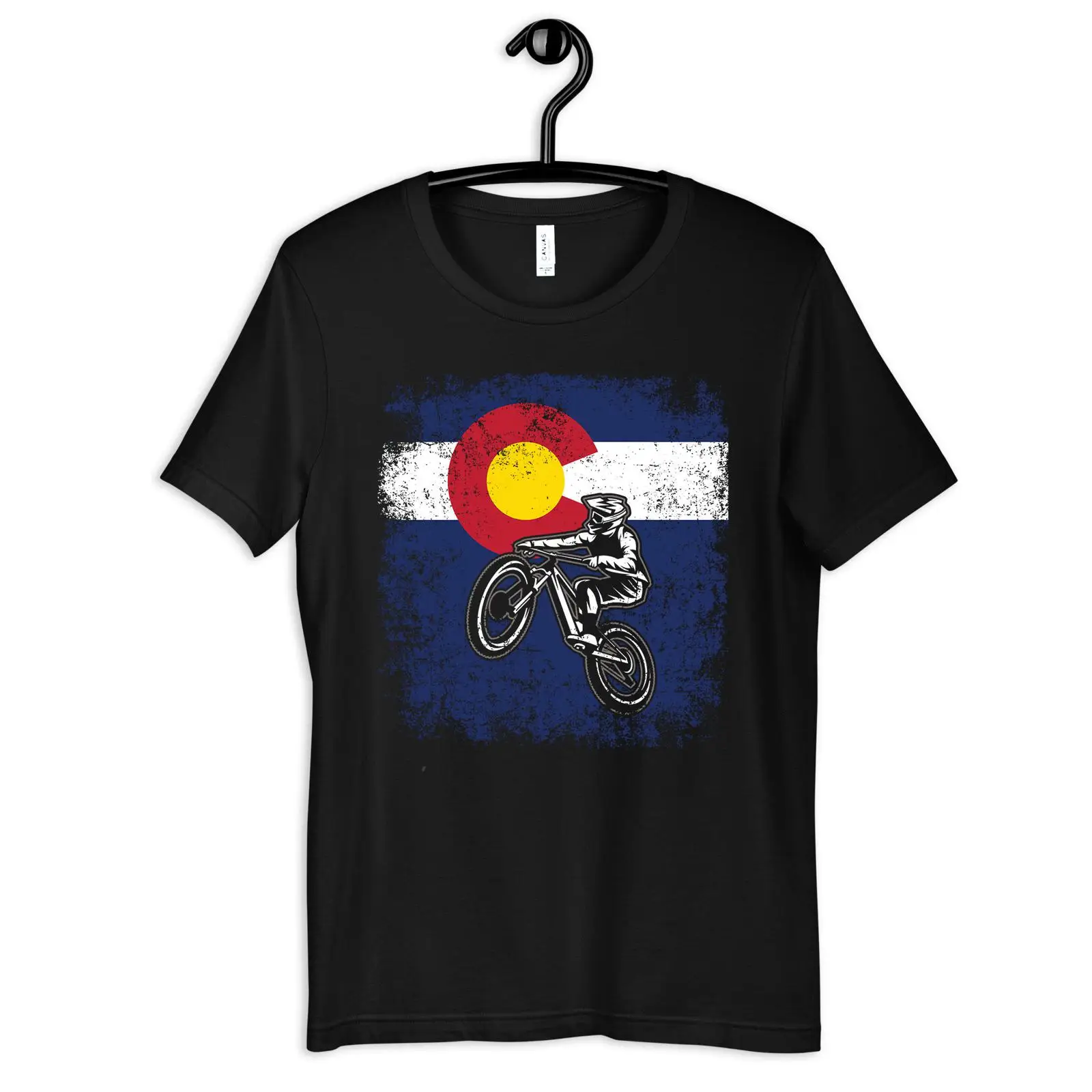 Mountain Biking Colorado - Maglietta Vintage con Bandiera del Colorado